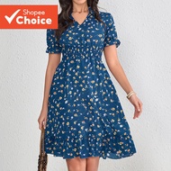BR20-3-Floral V-neck dress-DRB20BR673  DRB20BR673, DRB20BR673.