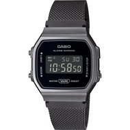Casio Digital นาฬิกาข้อมือผู้หญิง สีดำ สายสแตนเลสมิลานีส รุ่น A168WEMB-1B ของแท้ประกันศูนย์ CMG