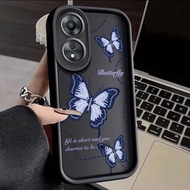Case For OPPO A58 5G A78 5G A58x 5G A1x 5G A2x 5G Soft Shockproof Silicone Phone Blue Butterfly