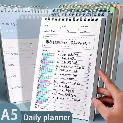 Goals Notebooks A5 And Journals,Spiral Notepads Agenda 2024 Timetable Diary Tracker Goal Setting Dre