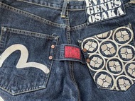 【極罕滿版刺繡】 EVISU GENES OSAKA 復古赤耳牛仔褲 32