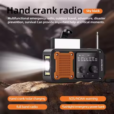 Portable Emergency Hand Crank Solar Radio Full Band AM FM SW Weather Alert Radio SOS Flashlight Surv