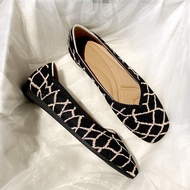 Summer Square Toe Flat Shoes Woven Casual Comfortable Flat Large Size Women's Shoes Japanese Princes