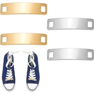 UNICRAFTALE 4pcs 2 Colors Stainless Steel Shoe Decoration Charms Curved Rectangle Customized Namepla