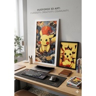 3D Printed Pikachu Hueforge Art Poster with Frame