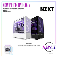 NZXT H5 Flow Compact Mid-tower Desktop PC Gaming Airflow ATX PC Desktop Case Chassis - Matte Black / Matte White