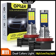 Kalada 2ชิ้น รถไฟตัดหมอก H11 ไฟ LED H1 H3 H7 H8 H9 HB3 HB4 9005 9006 CANbus ไม่มีข้อผิดพลาดไฟ LED รถตัดหมอกชุด H11ขาวเหลือง หลอดไฟตัดหมอก