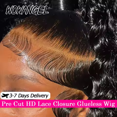 WOWANGEL Pre Cut HD Lace Wig Water Wave Wigs 9x6 HD Lace Closure Glueless Wig Human Hair Wigs Melt S
