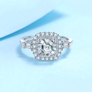 X-217 925 Sterling Silver Women's Ring, 2 Carat Moissanite (Including Certificate)/7mm * 7mm Square 