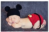 [Z22] Photo Clothes Hundred Days Mickey Hat Shorts Styling Suit Hand-Knitted Wool Knitting Baby Chil