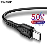 Twitch USB Type C Cable For Samsung S10 Huawei P30 Pro Type c Device 3A Durable TPE Fast Charge Type-C Mobile Phone Charging Wire USB C Cable For Samsung S9 S8 Plus 0.5m/1m/2m Black/White/Red/Green