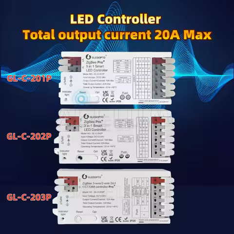GL-C-201P/202P/203P GLEDOPTO DC12-24V 5 in 1 ZigBee 3.0 Pro+ LED Controller RGB CCT RGBW RGBCCT Smar