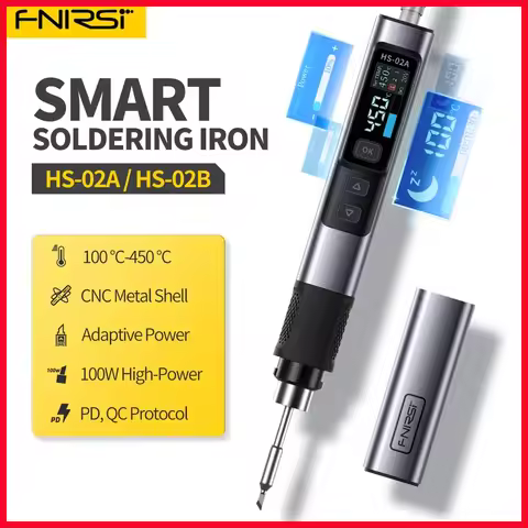 FNIRSI HS-02 Adjustable Temperature Soldering Iron DC 24V 100-450℃ Welding Solder Rework Station PD