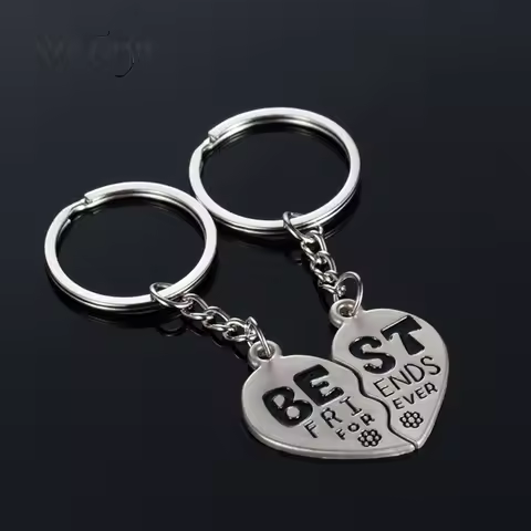 2PCS/set Love Heart Couple Keychains Best Friends Forever Metal Keychain Tower Cup Key Chain Gifts F