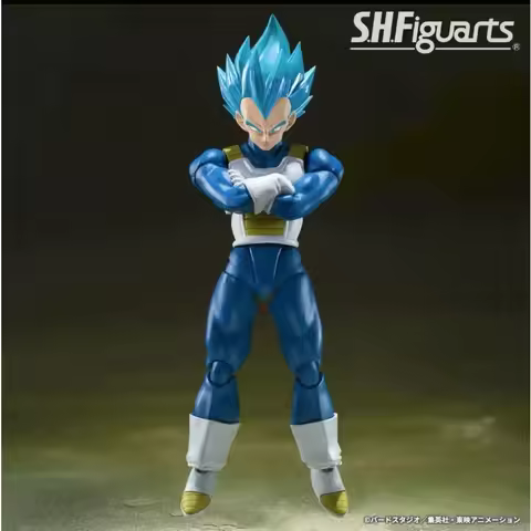 In Stock 100% Original Bandai Sh Figuarts Shf Dragon Ball Vegeta Blue Hair Action Figures Anime Mode