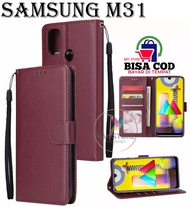 SAMSUNG M31 FLIP LEATHER CASE PREMIUM-FLIP WALLET CASE KULIT UNTUK SAMSUNG M31 - CASING DOMPET-FLIP
