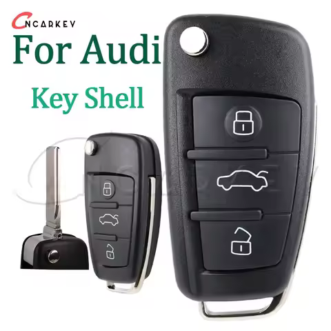 Folding Smart Car Fob Housing Cover 3 Buttons Replacement Remote Flip Key Case Shell For Audi A3 A4 