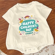 Happy Children's Day Pattern Printing Baby Jumpsuit Children's Day Gift Newborn Bubble Jumpsuit Boys Girls Jumpsuit