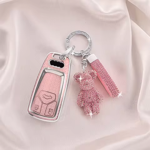 Luxury Diamond Pattern TPU for Audi A4 A4L Q5 Q5L A3 Q7 TT TTS 8S B9 2023 2024 Remote Car Key Case C