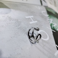 S925 Silver Ring Letter H Petal Retro Unique Cool Style ins Thai Silver Ring