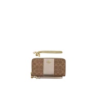 Coach Boxed Long Zip Around Wallet Signature Canvas In Tan Light Champagne CX178