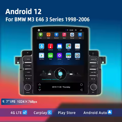 9.7" Car Android Player For BMW E46 M3 1998-2006 Carplay Tesla Style Vertical Multimedia Video Radio