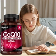 CoQ10 Supplement 200 mg - Coenzyme CQ10 120 Veggie Capsules 100% Natural Fermented Ubiquinone Q10 Hi