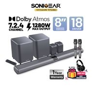 SonicGear StudioBar 9000 Dolby Atmos 7.2.4 ch Soundbar with Dual Wireless Subwoofer | Dual Mic