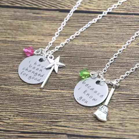 Wicked the Musical Necklace Elphaba and Galinda'Because I Know You' Sister Bangle Couple Bracelet Ma