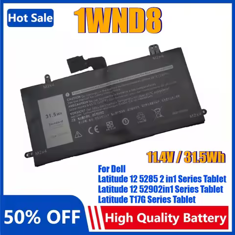 New11.4V 31.5Wh 1WND8 Laptop Battery for Dell Latitude 12 5285 5290 2-IN-1 T17G JOPGR 0J0PGR J0PGR X