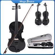 MegaChoice【100%Original】4/4 Full Size Acoustic Violin For Beginners Colored Solid Wood Violin With C