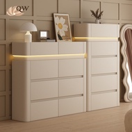 Ultra-Thin 30Cm Cream Style Jewelry Cabinet Floor-Standing Bedside Storage Cabinet Eight-Drawer Cabi