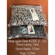 MATA 6mm chicken eyes per 144 pcs + ring / 6mm eyelet chicken eyes / chicken eyes 20