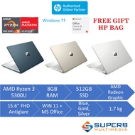 HP LAPTOP 15S-EQ2195AU BLUE, EQ2196AU GOLD, EQ2197AU SILVER (AMD R3 5300U, 8GB, 512GB, 15.6 FHD Anti