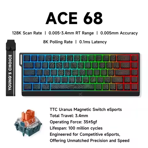 MCHOSE ACE68 Magnetic Keyboard Wired RGB Mechanical ACE60 Pro for Gaming 0.01mm RapidTrigg 8000Hz SO