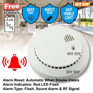 MYDIYHOMEDEPOT - Wall-mounted Smoke Alarm Fire Alarm Smoke Detector Sensor Battery Operated Smoke De