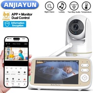 5 Inch Baby Monitor 3x Zoom PTZ Cam APP+monitor Dual Control WIFI Electronic Baby Sitter Two Way Aud