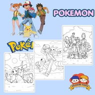 Combo of 50/25 sheets of coloring pages, coloring pages for children with Pokemon shapes on A4, A5 p