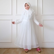 Terbaru AGNES Gamis Putih Anak Perempuan Baju Muslim Syari Anak
