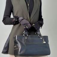 【日本直送 名牌中古包】CELINE 賽琳 手提包 黑色 凱旋門標誌 皮革 Boogie Bag 吊飾 vintage 古董 eyvr3v
