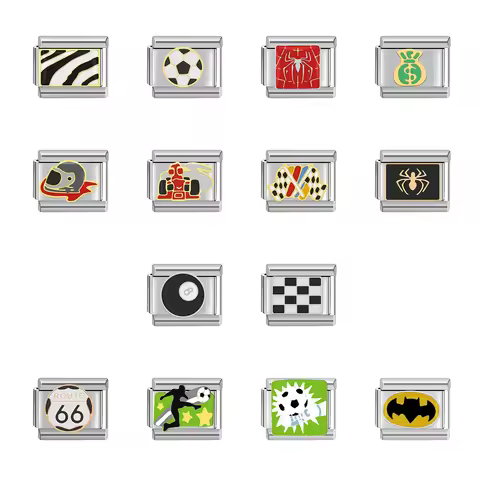 Italian Charm Store Italian Charm Bracelet 9mm Diy Lucky 8, Spider, Race Car, Football