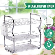 2/3 Tier Multifunction Dish Drying Rack Holder Basket Stainless Steel Kitchen Washing Sink Dish Drainer Drying Rack