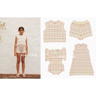 [Kids Club] 3/9 European American Style Baby Girl Children beo Pink Flower Knitted Top One-Piece Dre