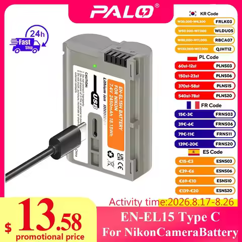 EN-EL15C EL15C EN EL15 Type-C USB Charging Battery for Nikon EN-EL15A EN-EL15B D780 D850 D7500 Z5 Z6
