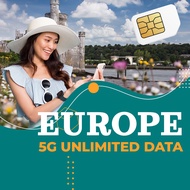 UK Europe SIM Card Unlimited Data Travel Sim 5-30 days 42 destinations