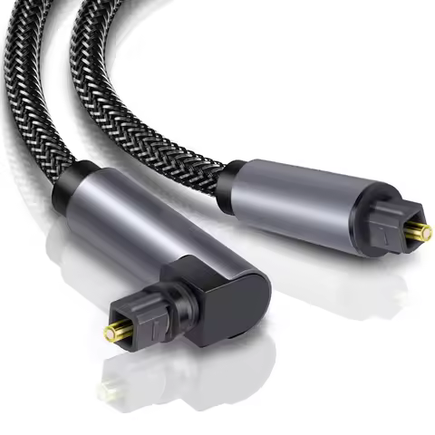 90 Degree Optical Audio Toslink Cable PALLTORO Digital Audio Optical Cable with Nylon Braided for So