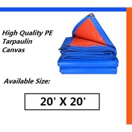 Blue Orange Waterproof Canvas Tarpaulin Sheet Canopy Camping Kanvas Khemah Pasar Malam Penutup Size 20' x 20'