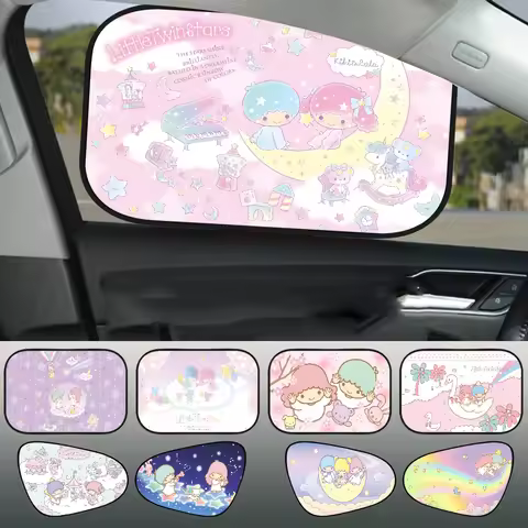 Little Twin Stars Car Sunshade Window Self-priming Heat Insulation Inside Electrostatic Adsorption S