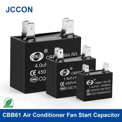 2Pcs CBB61 Air Conditioner External Fan Start Capacitor Motor Run Capacitor 450V 1UF 1.2UF 1.5UF 2UF