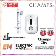 Champs City Instant Water Heater c/w Sliding Shower Set, Single Control, 3.3kW (Singapore BTO HDB Condo Landed Use)